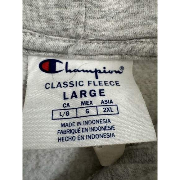 Champion Hoodie Men L Light Gray C Logo Sweatshirt  Pullover Classic Excellent - Picture 5 of 7